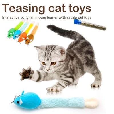 Long Tail Mouse Cat Teaster Toys Funny Pet Toys Cat Toys Mouse Trainning Funny Playing Toys Interactive Pets Products Cj dropshipping